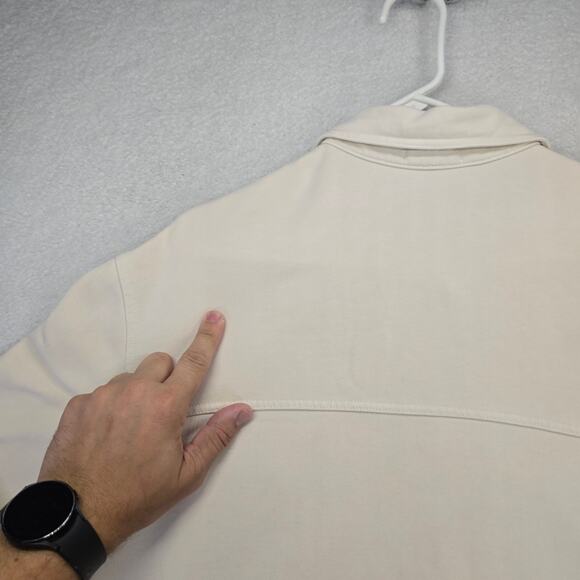 Good American Fleece Shacket Womens L/XL 3/4 Bone Casual Button Down Long Sleeve - Picture 13 of 14